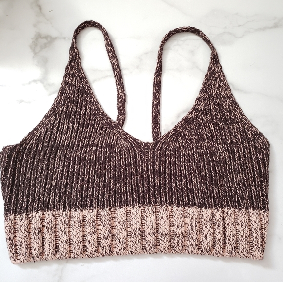 Free People Intimately  Here All Day Brami Sweater Knit Cami Cropped Tan… - Picture 2 of 6
